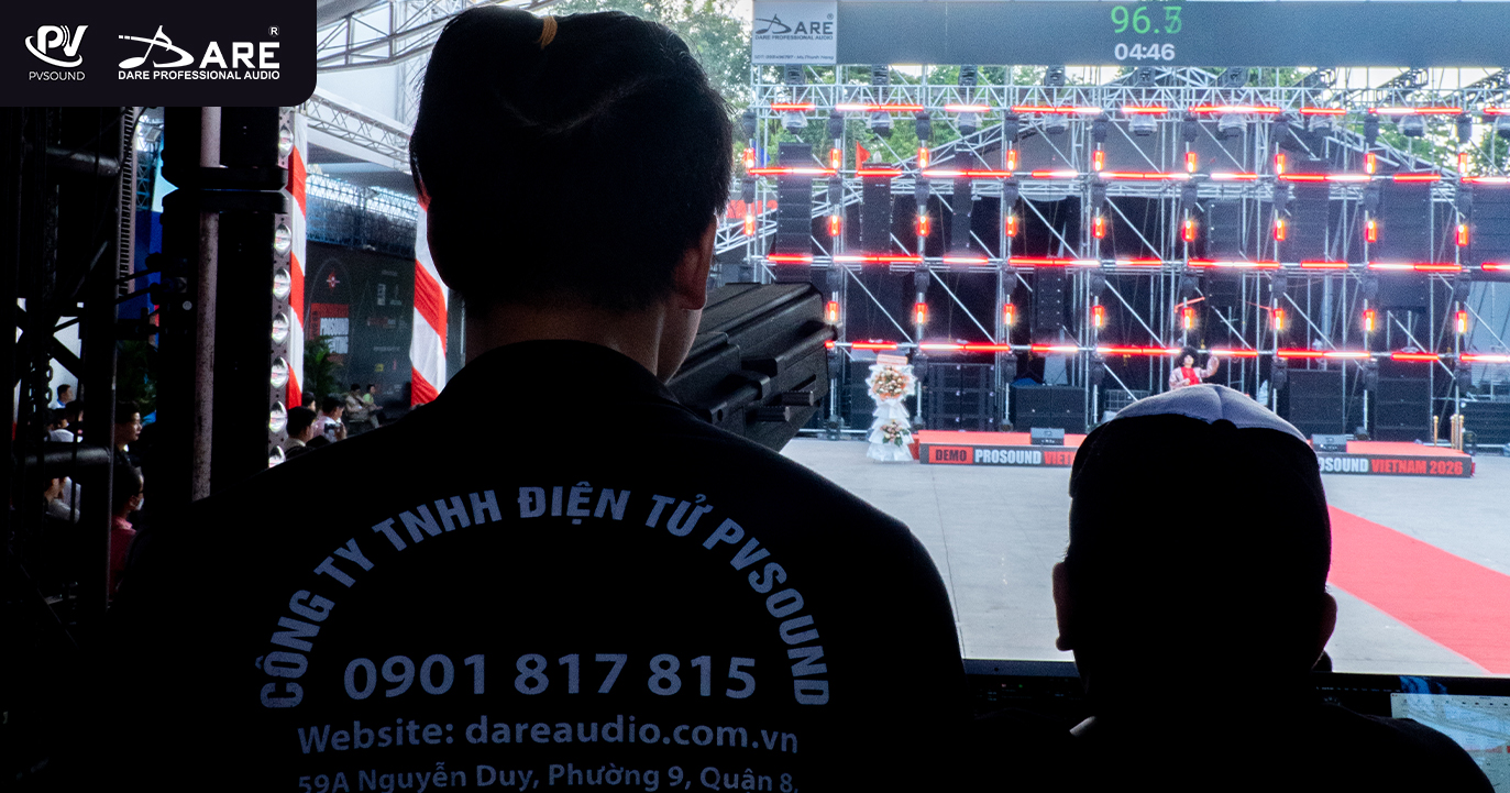 Soundman PVSOUND trình diễn line array Dare Professional Audio